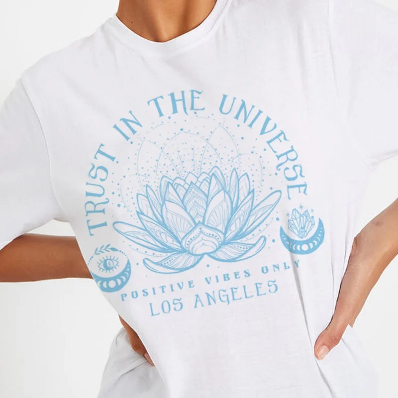Trust In The Universe Lotus Print Mystical Boho Style Women's T-Shirt Vintage Hippie Spiritual Yoga Tee Shirt Witch Shirt Tops
Trust In The Universe Lotus Print Mystical Boho Style Women's T-Shirt Vintage Hippie Spiritual Yoga Tee Shirt Witch Shirt Tops