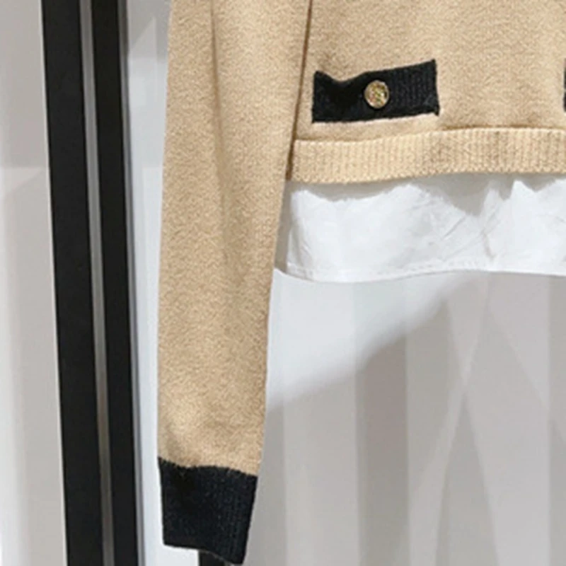 Women Knitted Sweater 2023 Autumn and Winter Color Matching Fake Two-piece Shirt Collar Sweater Women
Women Knitted Sweater 2023 Autumn and Winter Color Matching Fake Two-piece Shirt Collar Sweater Women