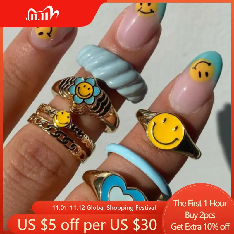 Fashion Cute Blue Enamel Smiley Rings for Women Elegant Zircon Heart Ring Engagement Wedding Party Jewelry Wholesale 
Fashion Cute Blue Enamel Smiley Rings for Women Elegant Zircon Heart Ring Engagement Wedding Party Jewelry Wholesale