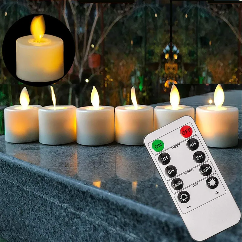 

Flameless Dancing Flame Votive Tealight With Timer Pack of 6 Or 12 Remote Control Decorative Moving Wick Christmas Candles