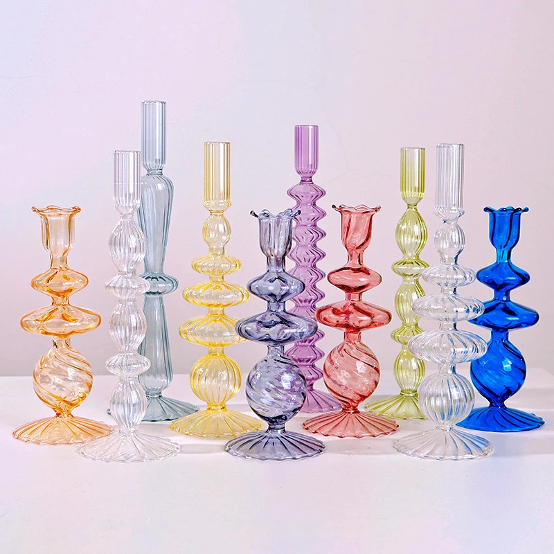 Candle Holders Pillar Decoration Home Colorful Glass Candlestick Holder Glass Flower Vase Desktop living Room Oranments Decor
Candle Holders Pillar Decoration Home Colorful Glass Candlestick Holder Glass Flower Vase Desktop living Room Oranments Decor