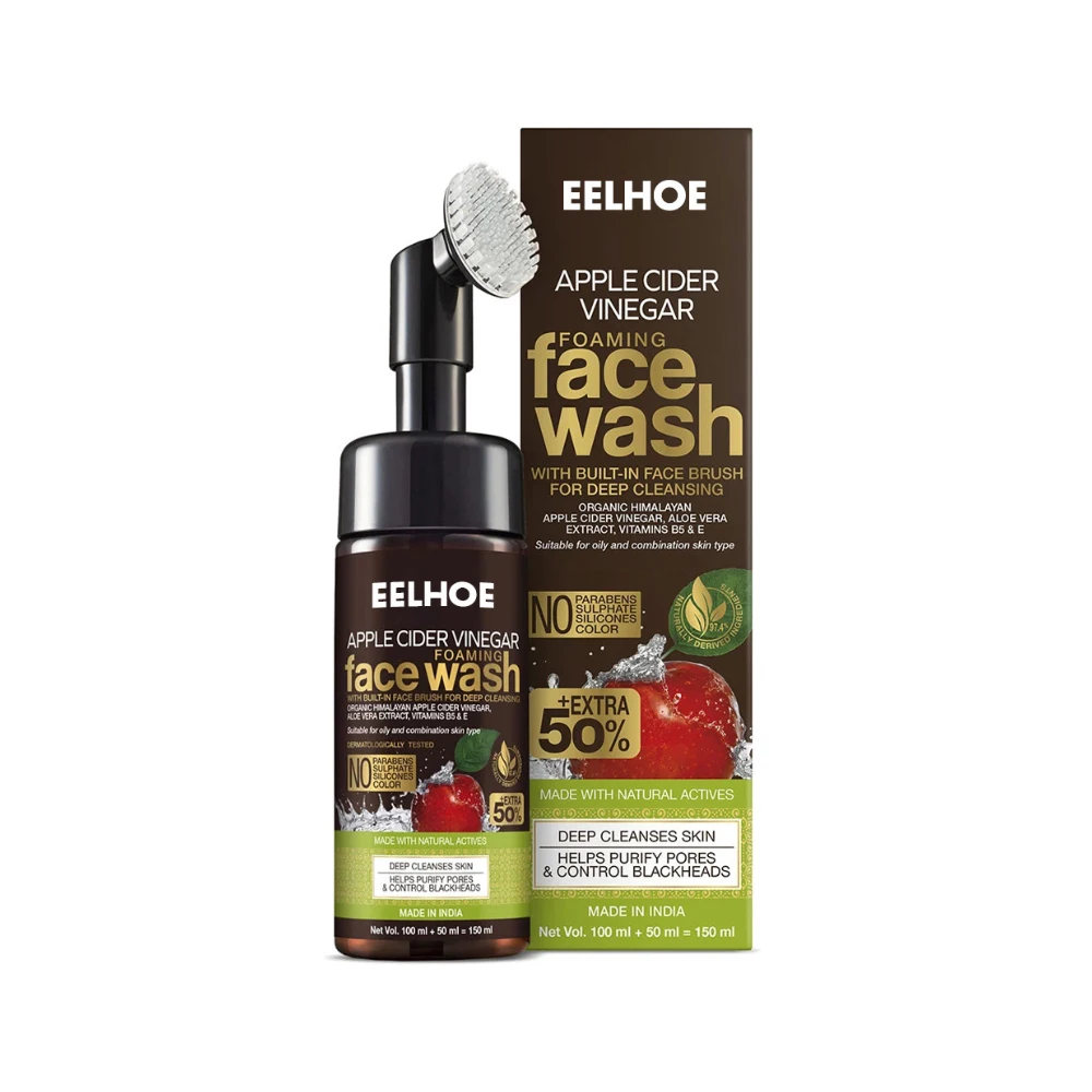 

Eelhoe Apple Cider Vinegar Foaming Face Wash Built-in Brush Foaming Facial Cleanser Control Oil Skin Deep Cleansing Cream 150ml