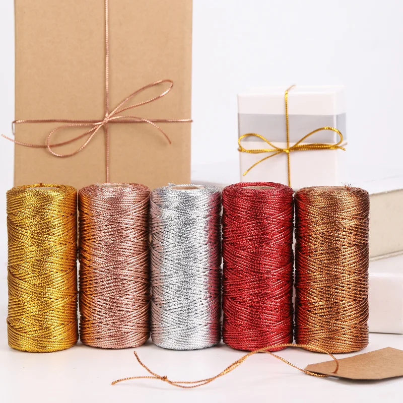 

1.5mm 100M Tag Ropes Golden Silver Gift Wrapping Macrame Cord For Photos Wedding Christmas Decoration corde jute Accessories