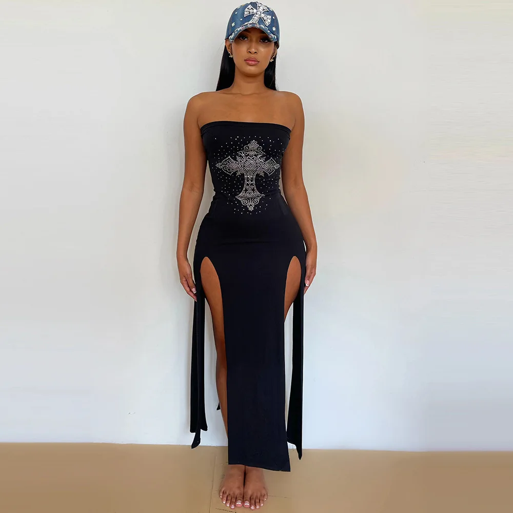 Xiktop Puss Strapless Dress Women Cross Rhinestone Hollow Backless Sexy Coquette Bodycon Stretch Skinny Midnight Party Clothing
Xiktop Puss Strapless Dress Women Cross Rhinestone Hollow Backless Sexy Coquette Bodycon Stretch Skinny Midnight Party Clothing