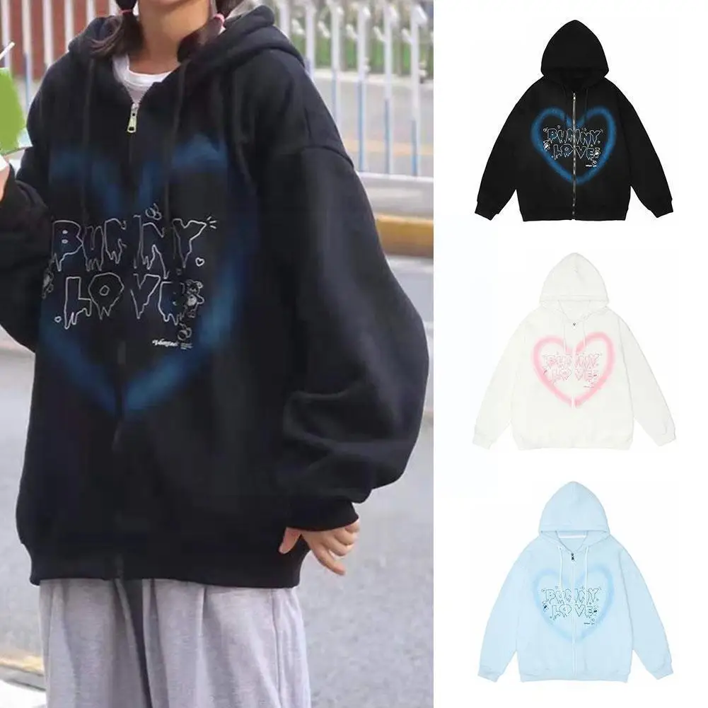 2021 Fashion Zipper Hooded Sweatshirt Women's Heart-shaped Loose Hop Printed Tops Personality Hip Streetwear Autumn B0w5
2021 Fashion Zipper Hooded Sweatshirt Women's Heart-shaped Loose Hop Printed Tops Personality Hip Streetwear Autumn B0w5
