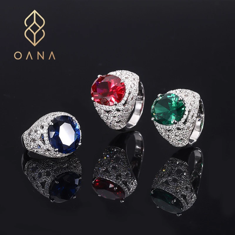 

OANA S925 серебро, лидер продаж, имитация цвета, сокровище, танзанит, сапфир, голубь, кровь, красное сокровище, полное алмазное кольцо, ювелирные изделия