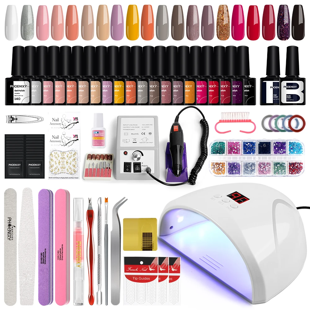 Manicure Set 20Pcs Gel Nail Polish with 36W UV LED Nail Lamp Electric Nail Drill Machine Kit Soak Off UV Varnish Nail Art Set
Manicure Set 20Pcs Gel Nail Polish with 36W UV LED Nail Lamp Electric Nail Drill Machine Kit Soak Off UV Varnish Nail Art Set