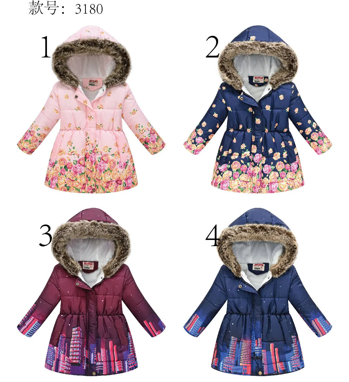 New Girls Fashion Printed Cotton-Padded Jacket Children Thickened with Hair Collar Hooded Leisure Cotton Coat 3-12Y
New Girls Fashion Printed Cotton-Padded Jacket Children Thickened with Hair Collar Hooded Leisure Cotton Coat 3-12Y