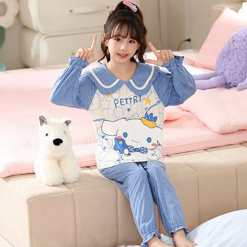 New Kawaii Sanrioed Cinnamoroll Kuromi Children Cotton Pajamas Set Spring Autumn Girls Pijamas Anime Sleepwear Kids Home Clothes
New Kawaii Sanrioed Cinnamoroll Kuromi Children Cotton Pajamas Set Spring Autumn Girls Pijamas Anime Sleepwear Kids Home Clothes