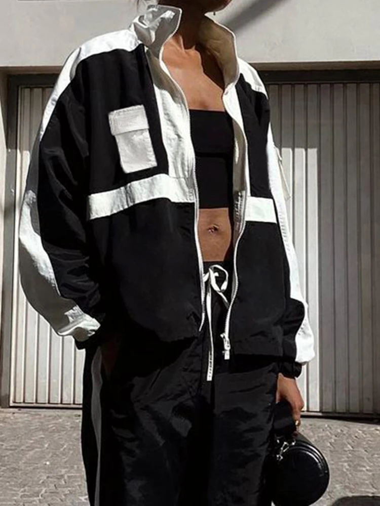Sunny 2022 New Streetwear Jackets For Women Color Block Patchwork Cargo Style Zip Up Long Sleeve Casual Parachute Coats
Sunny 2022 New Streetwear Jackets For Women Color Block Patchwork Cargo Style Zip Up Long Sleeve Casual Parachute Coats