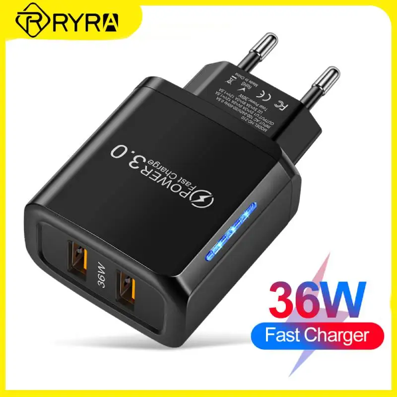 

RYRA 36W Charger Dual USB Fast Charging Adapter For Smartphones And Tablets 2 Ports Wall Plug Portable Mobile Phone Accessories