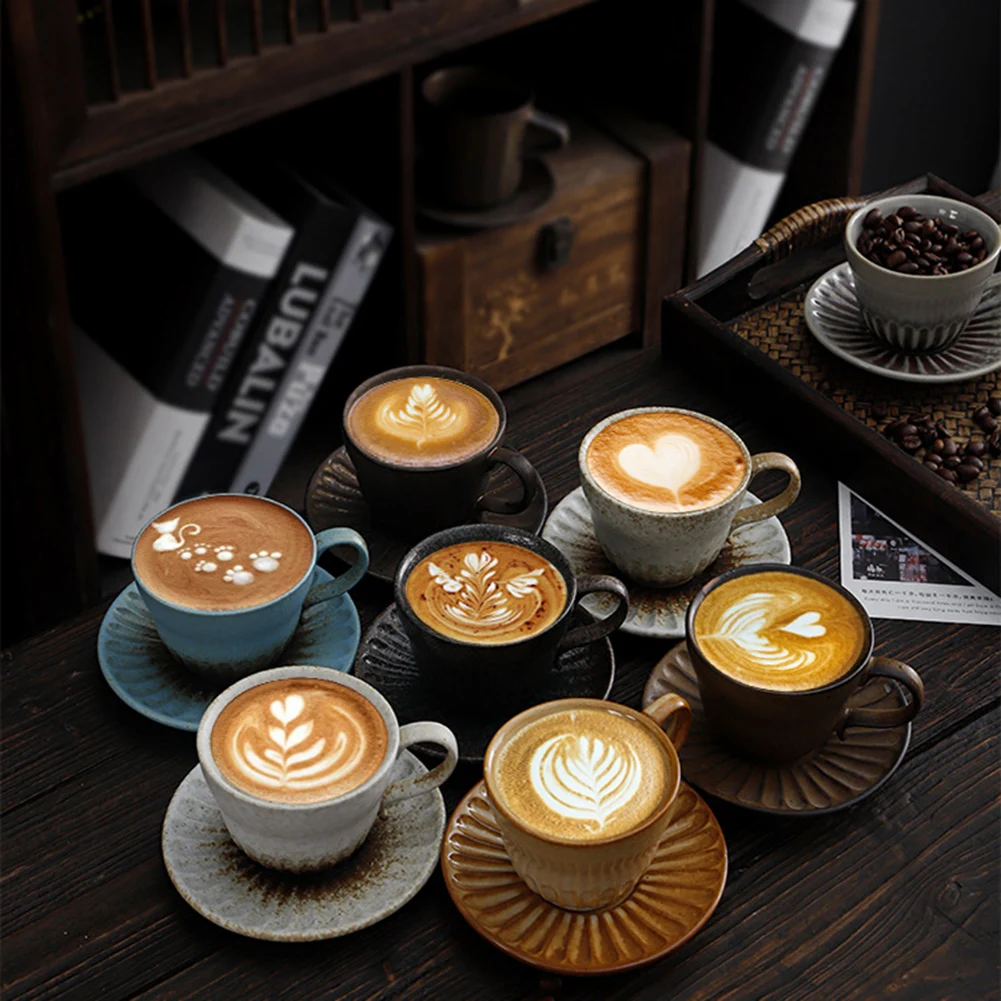 Ceramic Retro Coffee Cup and saucer set Nordic style pull flower cup industrial style rough pottery gilt mug Milk Juice Cup
Ceramic Retro Coffee Cup and saucer set Nordic style pull flower cup industrial style rough pottery gilt mug Milk Juice Cup