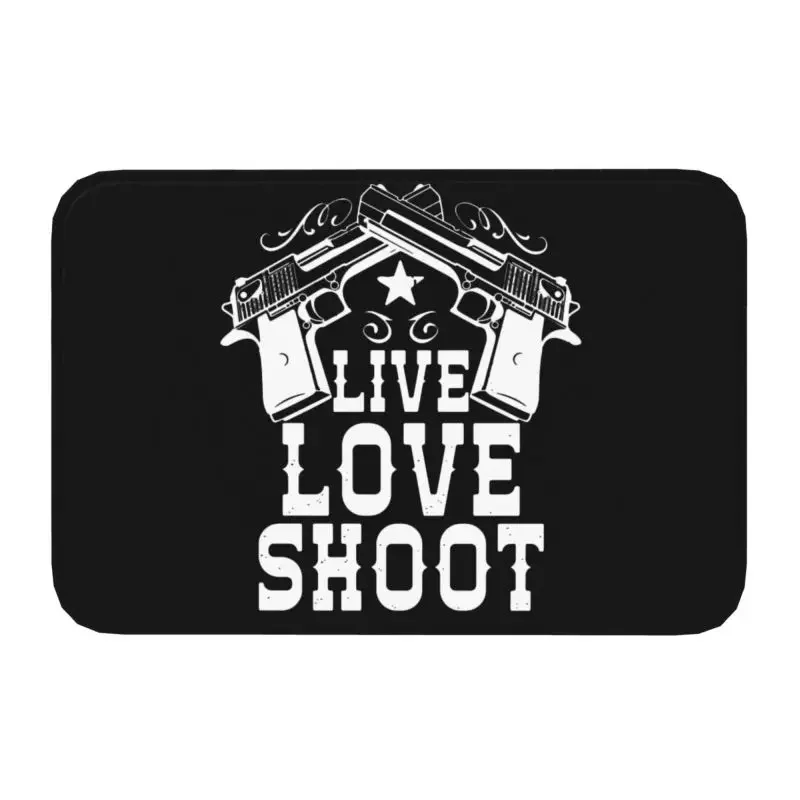 

Персонализированный напольный коврик Live Love Glock, противоскользящий Американский пистолет, пистолет для ванной, кухни, коврик для туалета, ковер 40*60 см