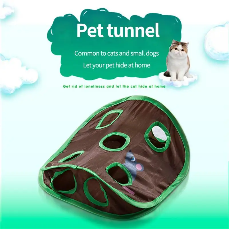 

Foldable Pet Cat Interactive Hide Seek Game 9 Holes Tunnel Mouse Hunt Intelligence Toy Funny Pet Hidden Hole Kitten Active Toys