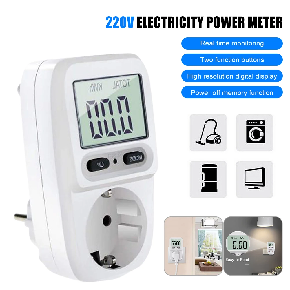220V Electricity Power Meter Electrical Instruments Tool Voltage Current Wattmeter Socket Energy Meter Kwh Monitoring Tester
220V Electricity Power Meter Electrical Instruments Tool Voltage Current Wattmeter Socket Energy Meter Kwh Monitoring Tester