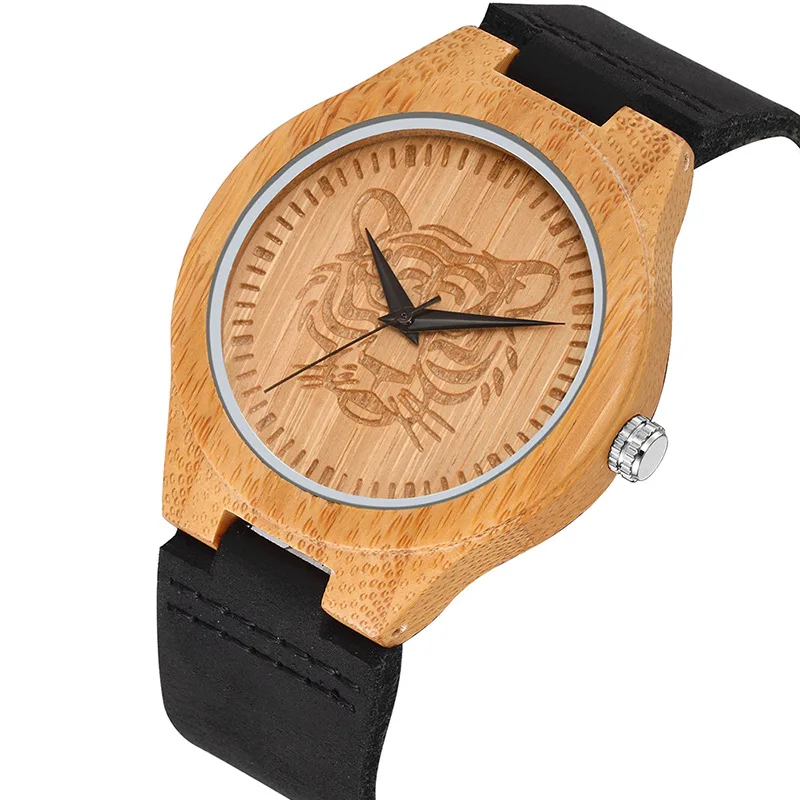 Men Bamboo Wood Quartz Watch Tiger Head Carving Engraved Dial for Man Watches Genuine Leather Strap Clock Male Wooden Wristwatch
Men Bamboo Wood Quartz Watch Tiger Head Carving Engraved Dial for Man Watches Genuine Leather Strap Clock Male Wooden Wristwatch