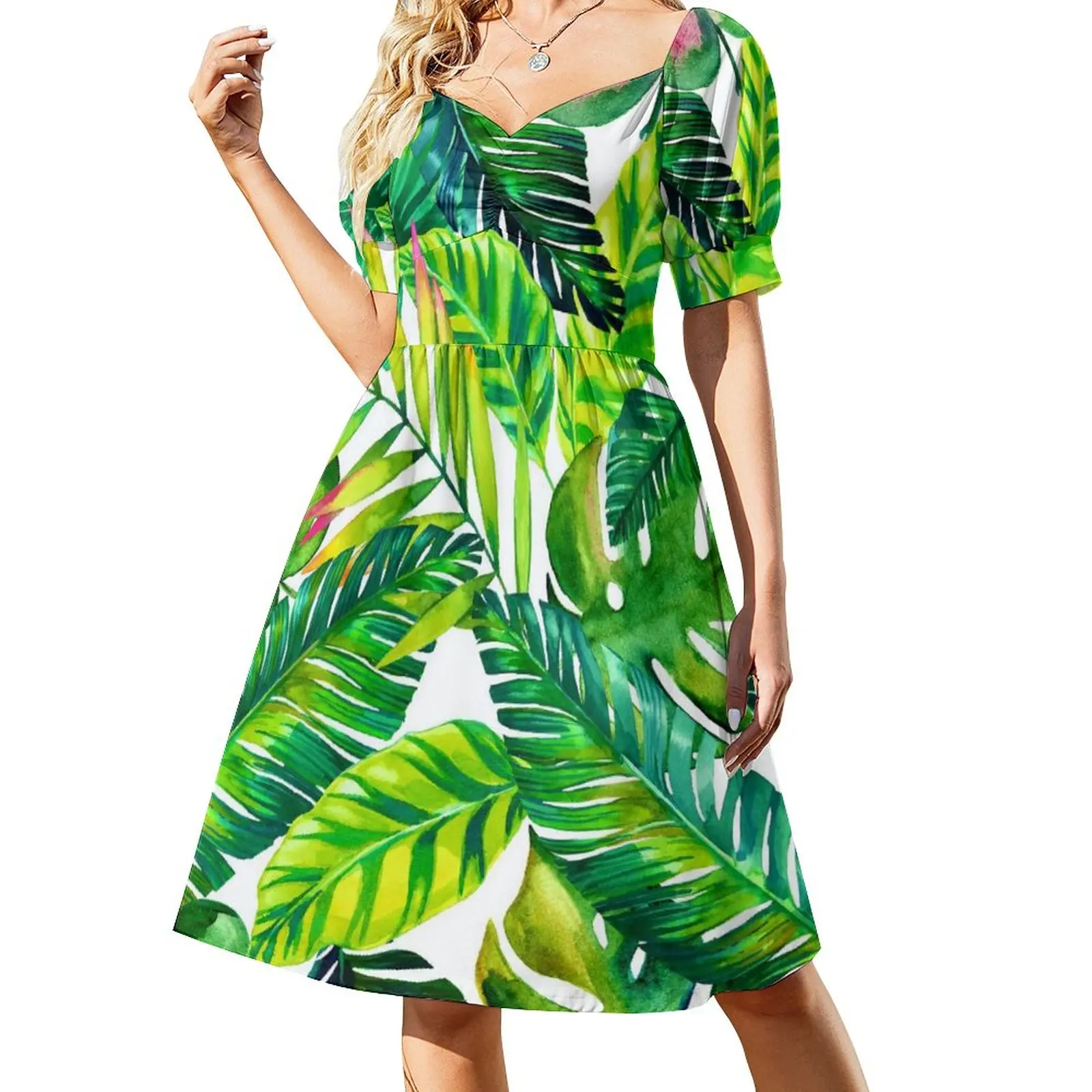 Green Palm Leaves Casual Dress Tropical Plants Print Aesthetic Dresses Modern Dress Ladies V Neck Oversized Vestidos
Green Palm Leaves Casual Dress Tropical Plants Print Aesthetic Dresses Modern Dress Ladies V Neck Oversized Vestidos