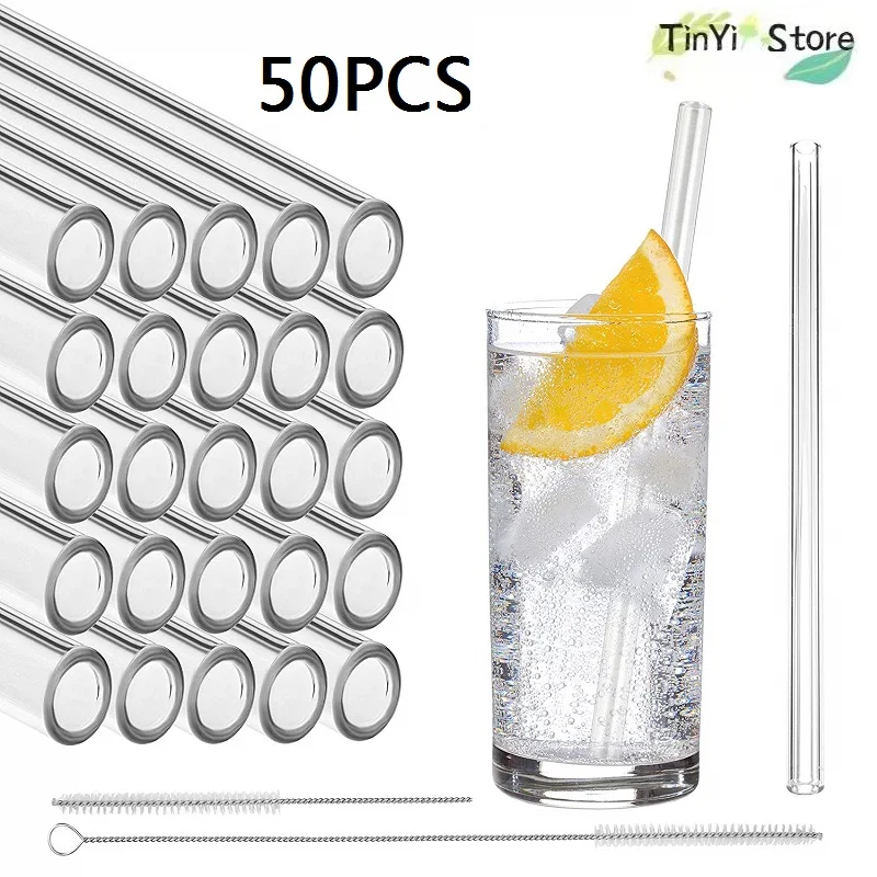 50PCS Reusable Glass Straws Smoothie Drinking Straw for Milkshakes Frozen Drinks Environmentally Friendly Drinkware Straws Set
50PCS Reusable Glass Straws Smoothie Drinking Straw for Milkshakes Frozen Drinks Environmentally Friendly Drinkware Straws Set