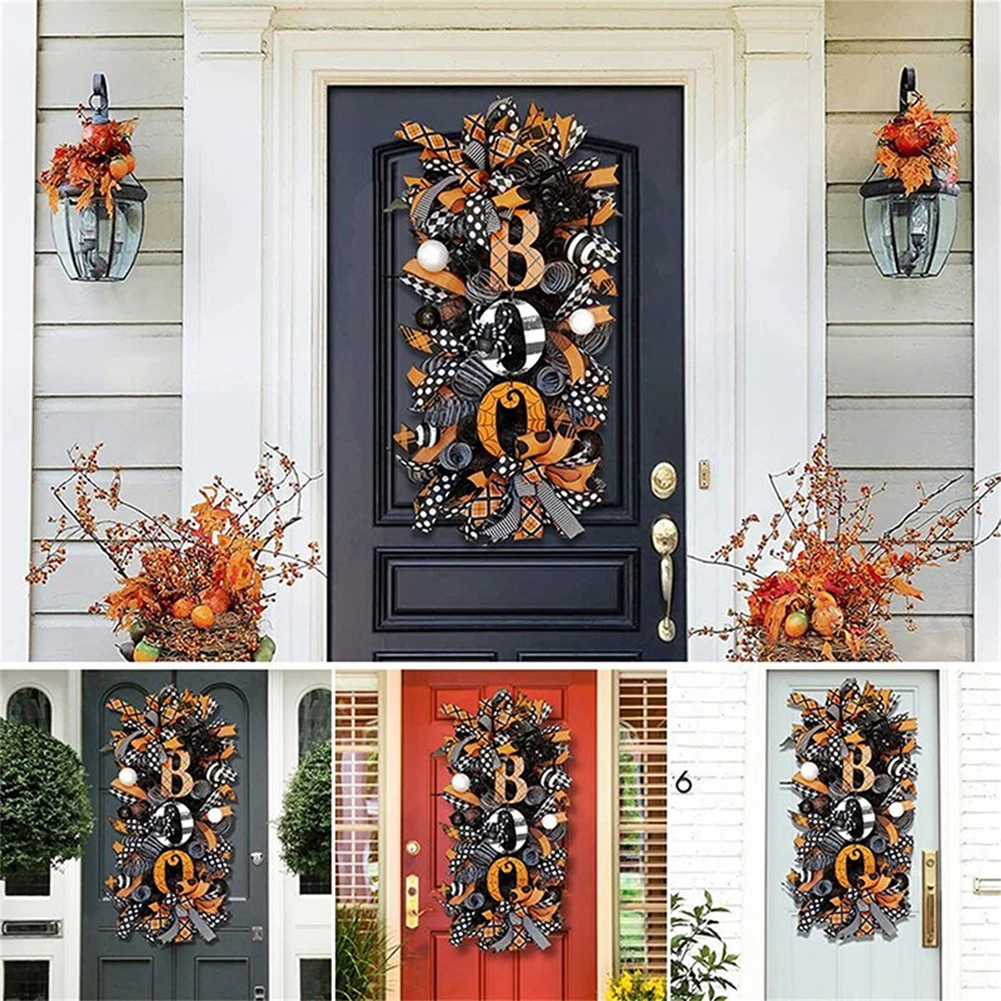 Halloween Little Wreath Wall Mount Simulated Wreath Ribbon Pendant Halloween Decorative Door Hanging Prop Ornament 50x20cm
Halloween Little Wreath Wall Mount Simulated Wreath Ribbon Pendant Halloween Decorative Door Hanging Prop Ornament 50x20cm