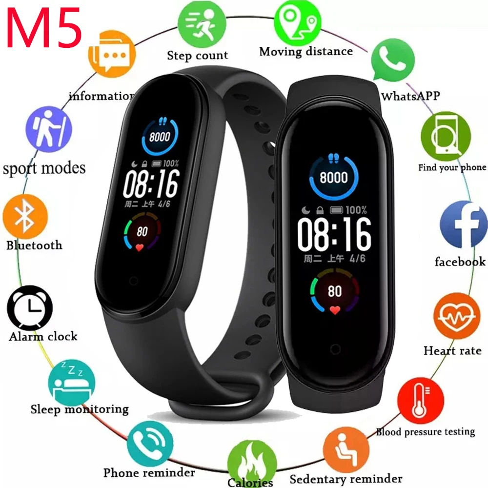 New M5 Smart Watch Men Women Blood Pressure Heart Rate Monitoring Sport Waterproof smart bracelet For Smartphone Xiaomi PK M6 M7
New M5 Smart Watch Men Women Blood Pressure Heart Rate Monitoring Sport Waterproof smart bracelet For Smartphone Xiaomi PK M6 M7