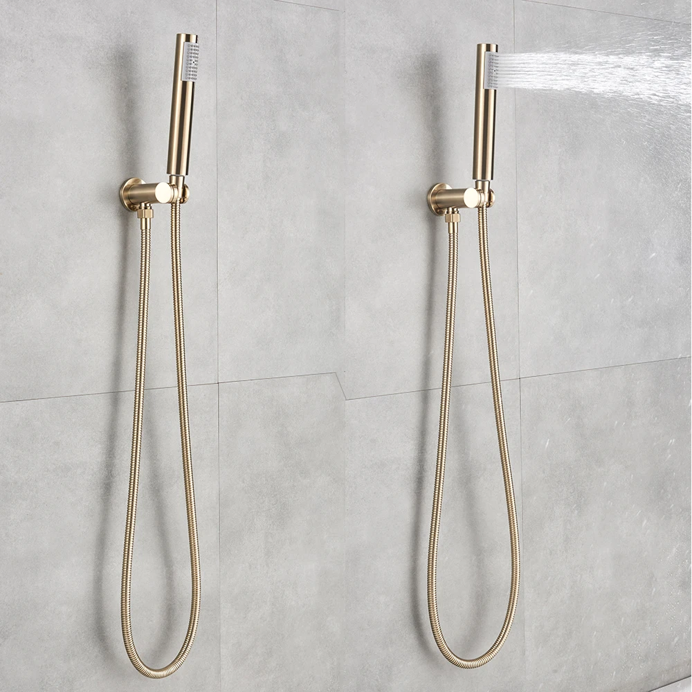 Brushed Golden Bathtub Faucet Wall Mounted Bathroom Tub Mixer Tap Rotate Spout Plastic Hand Shower Head
Brushed Golden Bathtub Faucet Wall Mounted Bathroom Tub Mixer Tap Rotate Spout Plastic Hand Shower Head