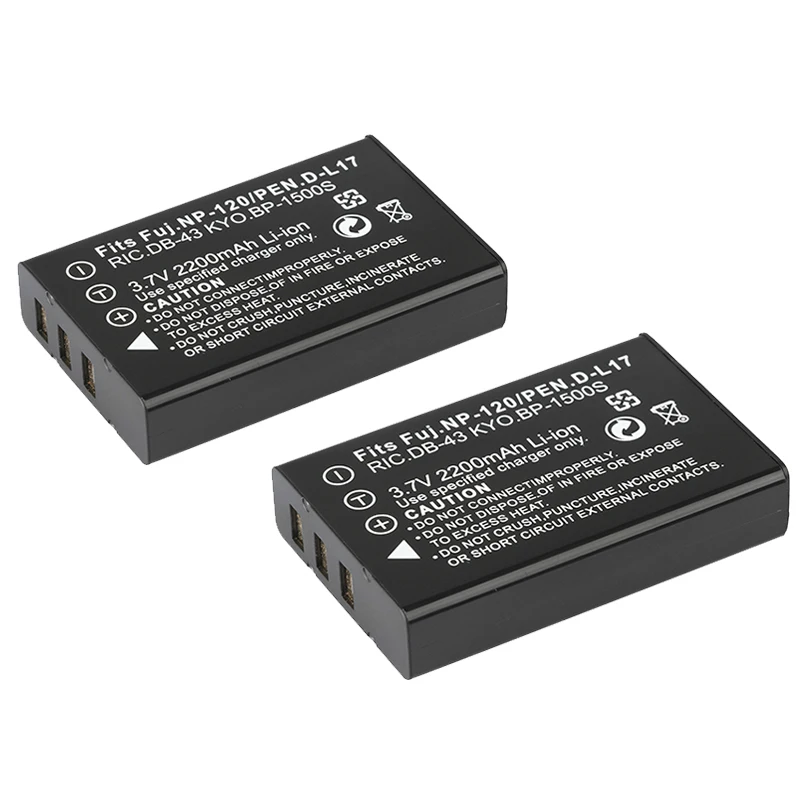 

2pcs For Fujifilm NP-120 Camera Battery 2200mah FNP120 NP120 For FinePix F10 F11 Zoom M603 MX4 603 RICOH Caplio