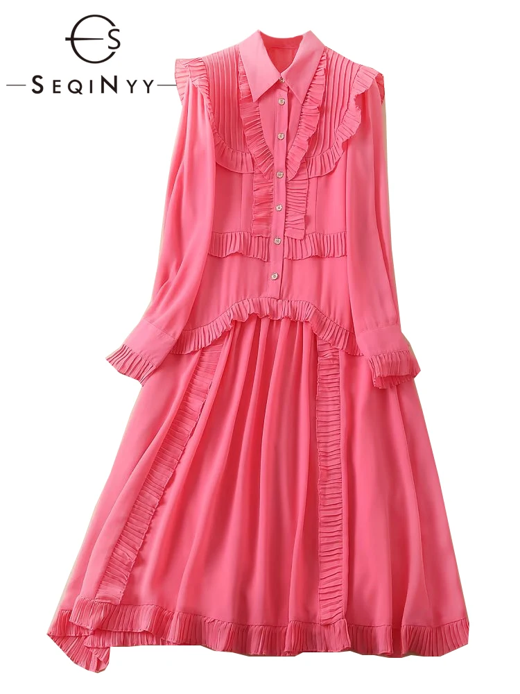 SEQINYY Sweet Shirt Dress Summer Spring New Fashion Design Women Runway High Street Ruffles Pleated A-Line Midi Elegant
SEQINYY Sweet Shirt Dress Summer Spring New Fashion Design Women Runway High Street Ruffles Pleated A-Line Midi Elegant