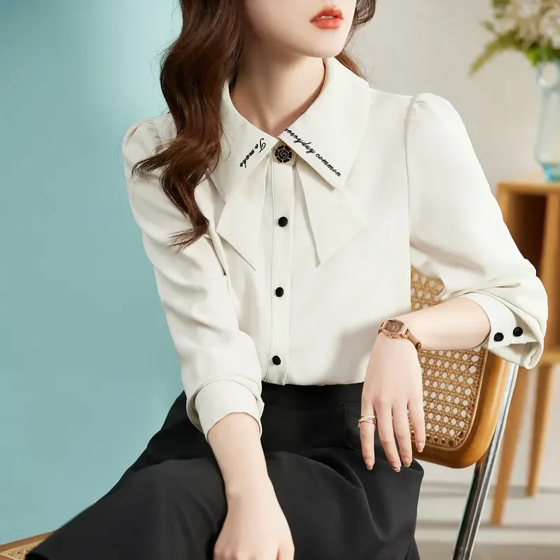 Шифоновые женские рубашки, новые модные офисные дамские блузки, свободная одежда с длинным рукавом, Женские однотонные Топы YCMYUNYAN 
Шифоновые женские рубашки, новые модные офисные дамские блузки, свободная одежда с длинным рукавом, Женские однотонные Топы YCMYUNYAN