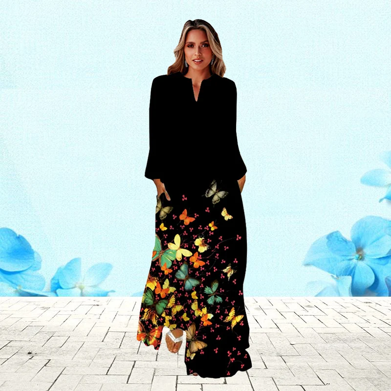 WAYOFLOVE Ladies Autumn Winter Black Long Dress Women Loose Long Sleeve Butterfly Print Casual Dresses Woman Elegant Party Dress
WAYOFLOVE Ladies Autumn Winter Black Long Dress Women Loose Long Sleeve Butterfly Print Casual Dresses Woman Elegant Party Dress