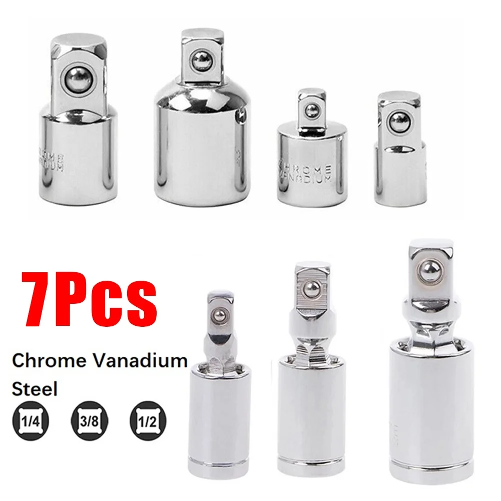 7Pcs Universal Joint Impact Socket Adapter Reducer Set Chrome Vanadium Steel 1/4" 3/8" 1/2" Rotated 360 Degree Flexible Sleeves
7Pcs Universal Joint Impact Socket Adapter Reducer Set Chrome Vanadium Steel 1/4" 3/8" 1/2" Rotated 360 Degree Flexible Sleeves
