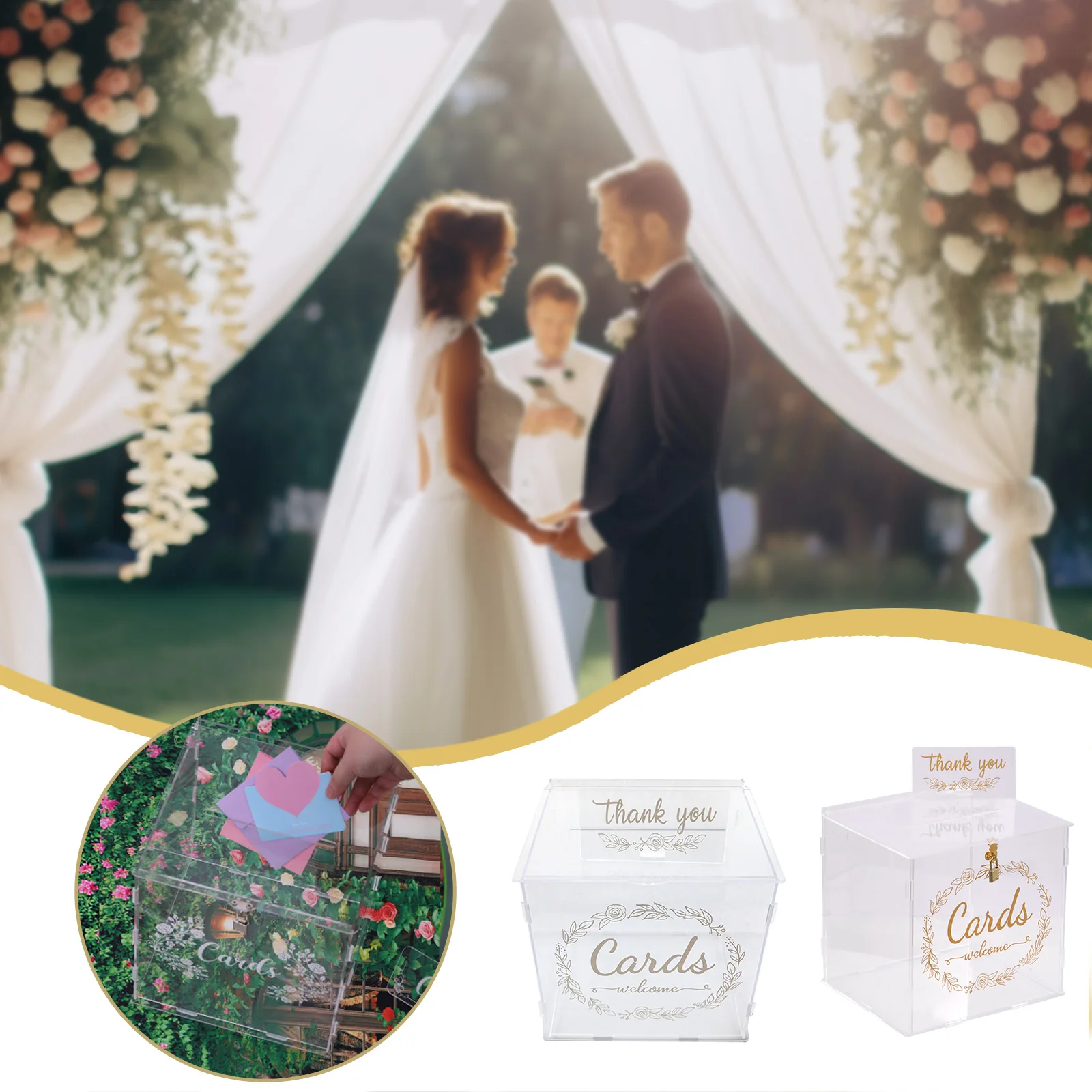 Clear Wedding Card Box Acrylic Wedding Card Box With Lock For Wedding Reception For Birthday Baby Shower 
Clear Wedding Card Box Acrylic Wedding Card Box With Lock For Wedding Reception For Birthday Baby Shower
