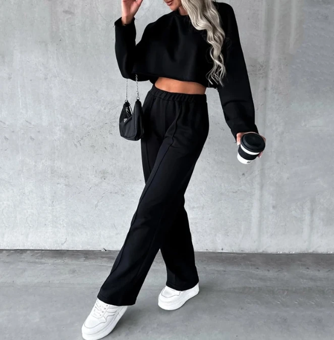 Tow Piece Set Women Outfits 2023 Winter Black Casual Solid Loose Sleeve Sweatshirt & Fashion Sporty Pants Set Autumn Suits
Tow Piece Set Women Outfits 2023 Winter Black Casual Solid Loose Sleeve Sweatshirt & Fashion Sporty Pants Set Autumn Suits