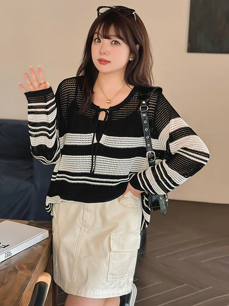 Oversized women's hollowed out loose cardigan women's suspender two-piece 2023 Autumn Fat mm Stripe Knit Set
Oversized women's hollowed out loose cardigan women's suspender two-piece 2023 Autumn Fat mm Stripe Knit Set