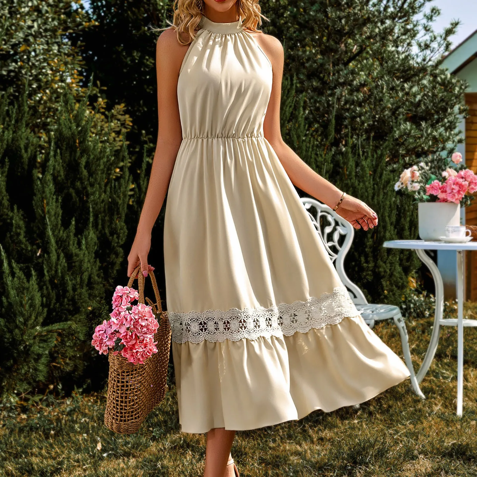 Женское кружевное платье с лямкой на шее, однотонное длинное ажурное платье с высокой талией, летний сарафан в стиле бохо, 2023
Женское кружевное платье с лямкой на шее, однотонное длинное ажурное платье с высокой талией, летний сарафан в стиле бохо, 2023