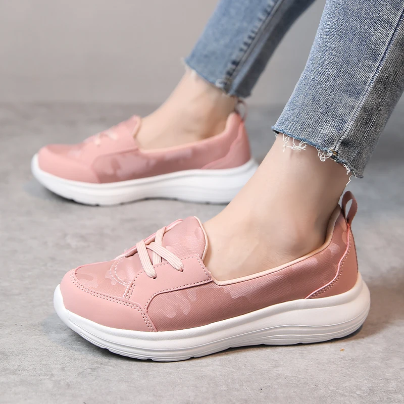 

Women New Casual Daily Flats Loafers Breathable PU Upper Light Comfy Cozy Sneakers All Season Stylish Slip-On Sweet Ladies Shoes