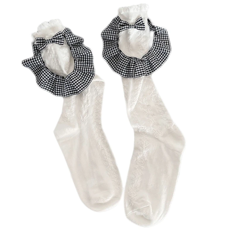 Women Floral Jacquard Calf Socks Japanese Style Lolita Sweet Bowknot Plaid Ruffles Patchwork Frill Trim Mid Stockings
Women Floral Jacquard Calf Socks Japanese Style Lolita Sweet Bowknot Plaid Ruffles Patchwork Frill Trim Mid Stockings