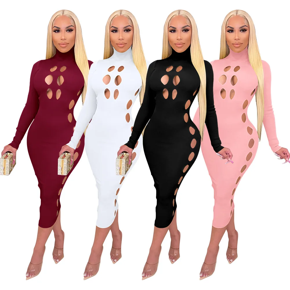 Sexy Hollow Cut Out Bodycon Y2k Dress Women Turtleneck Long Sleeve Hole Midi Dress Nightclub Party 2022 spring pink solid dress
Sexy Hollow Cut Out Bodycon Y2k Dress Women Turtleneck Long Sleeve Hole Midi Dress Nightclub Party 2022 spring pink solid dress