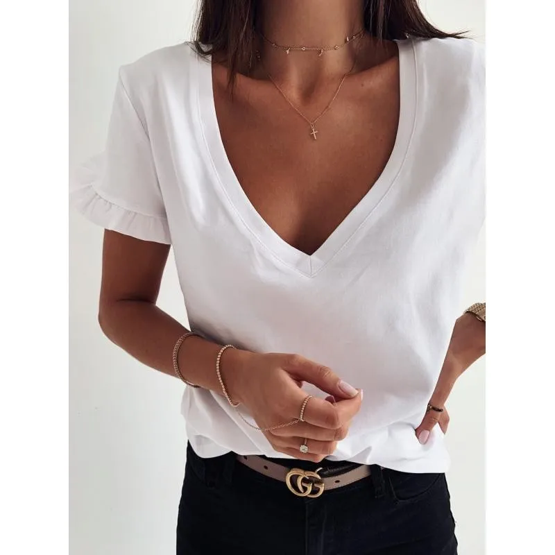 Women T Shirt Summer Short Sleeve Sexy V Neck Summer Tees Ladies Top Casual Loose T Shirt FW5929
Women T Shirt Summer Short Sleeve Sexy V Neck Summer Tees Ladies Top Casual Loose T Shirt FW5929