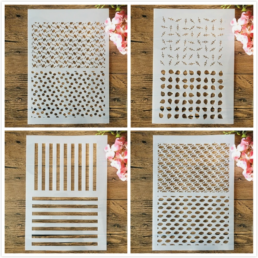 4Pcs A4 29cm Half Frame Geometry DIY Layering Stencils Wall Painting Scrapbook Coloring Embossing Album Decorative Template
4Pcs A4 29cm Half Frame Geometry DIY Layering Stencils Wall Painting Scrapbook Coloring Embossing Album Decorative Template