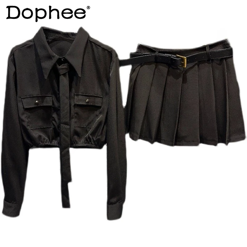 2023 Autumn New Fashion Classic Style Tie Waist Trimming Shirt Top Pleated Skirt Two Pieces Sets For Women's Clothing Outfits
2023 Autumn New Fashion Classic Style Tie Waist Trimming Shirt Top Pleated Skirt Two Pieces Sets For Women's Clothing Outfits