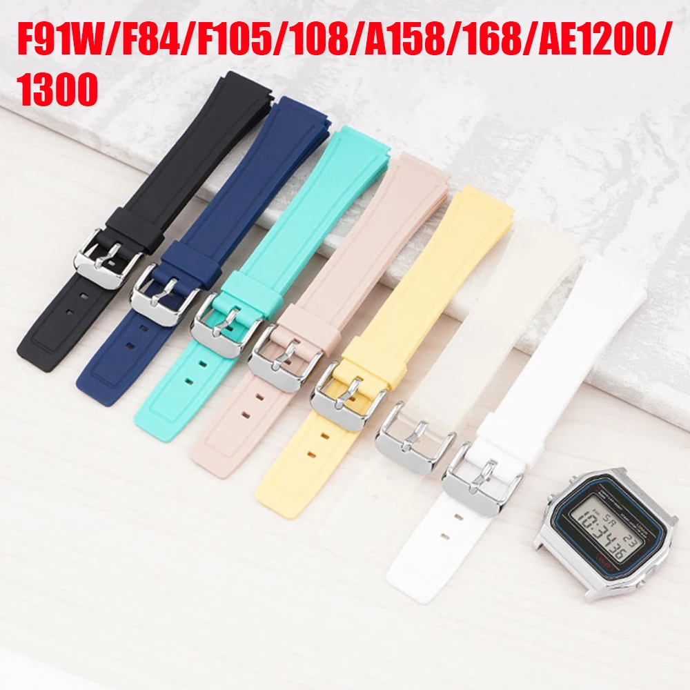 Ремешок для часов 18 мм разноцветный силиконовый браслет Casio G-SHOCK/F84/F105/108 F-91W/168
