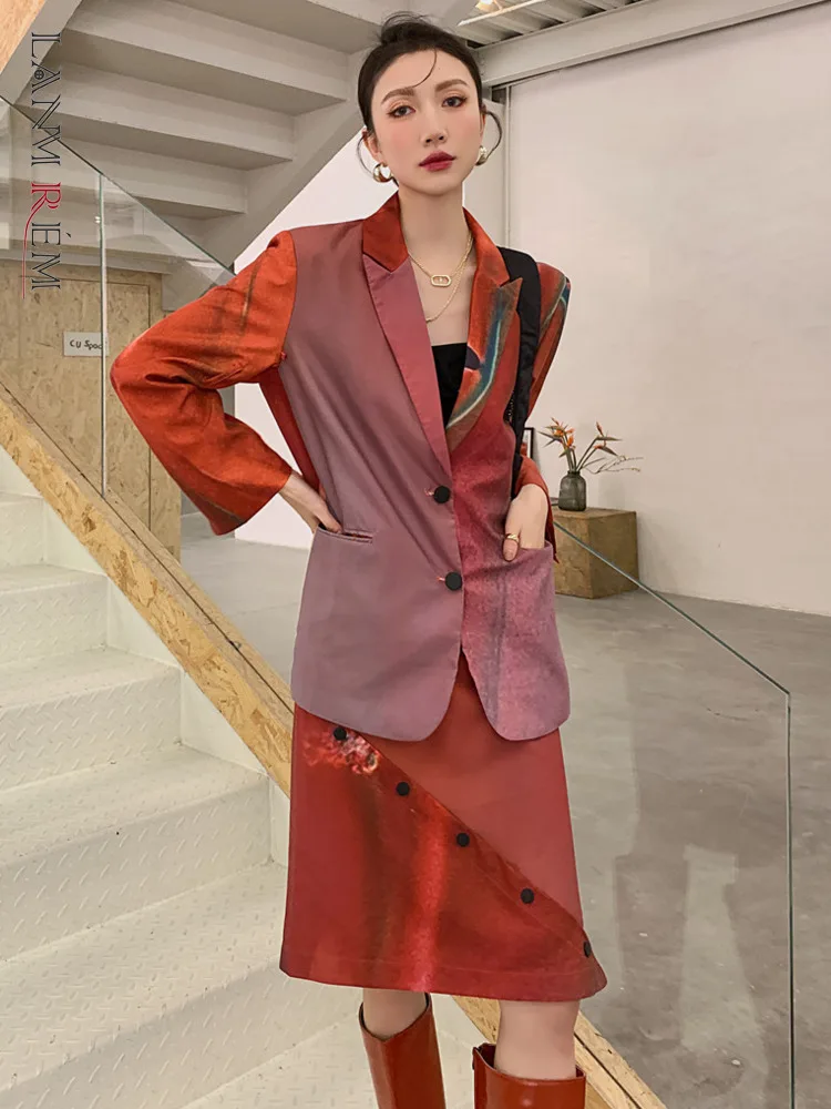 LANMREM Gradient Print Blazer For Women Notched Single Breasted High Street Fahsion Coat Female 2022 Autumn New Clothing 2R3764 
LANMREM Gradient Print Blazer For Women Notched Single Breasted High Street Fahsion Coat Female 2022 Autumn New Clothing 2R3764