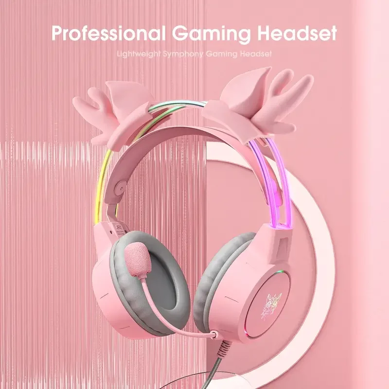 Pro Cute Deer Ear Gaming Headphones Wired Headphone Stereo Headset With Mic Gaming Headset Christmas Gift Girl' S Gift - Pink
Pro Cute Deer Ear Gaming Headphones Wired Headphone Stereo Headset With Mic Gaming Headset Christmas Gift Girl' S Gift - Pink