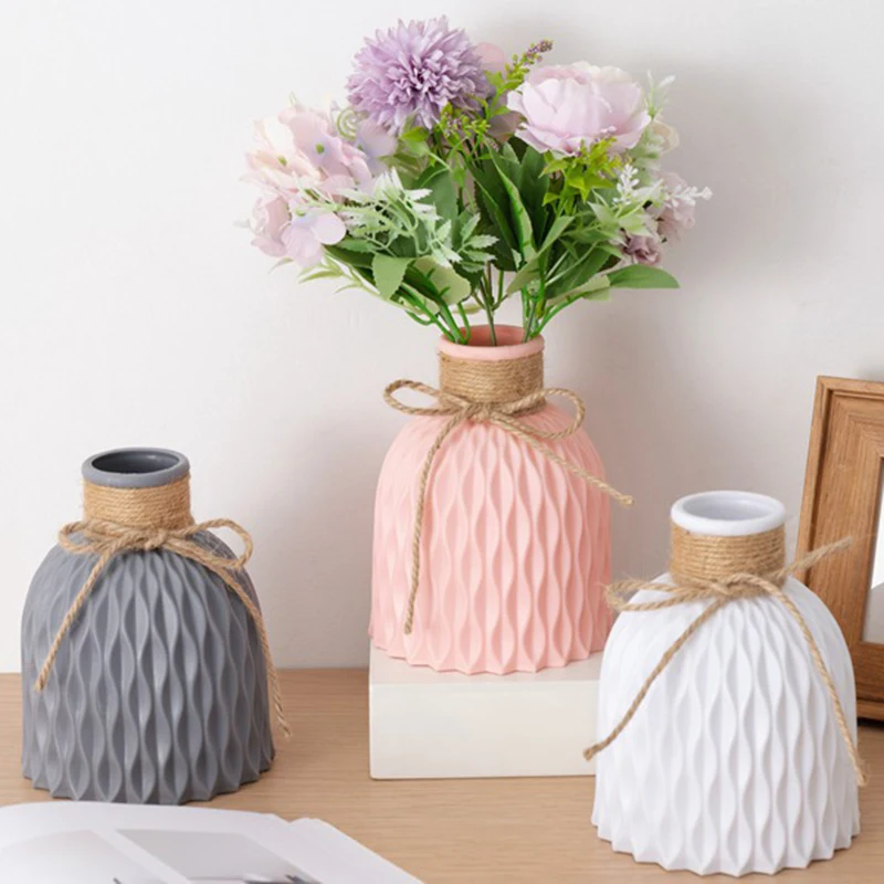 Nordic Corrugation Woven Imitation Plastic Vases Artificial Flower Arrangement Desktop Ornament Plant Pots Modern Home Decration
Nordic Corrugation Woven Imitation Plastic Vases Artificial Flower Arrangement Desktop Ornament Plant Pots Modern Home Decration