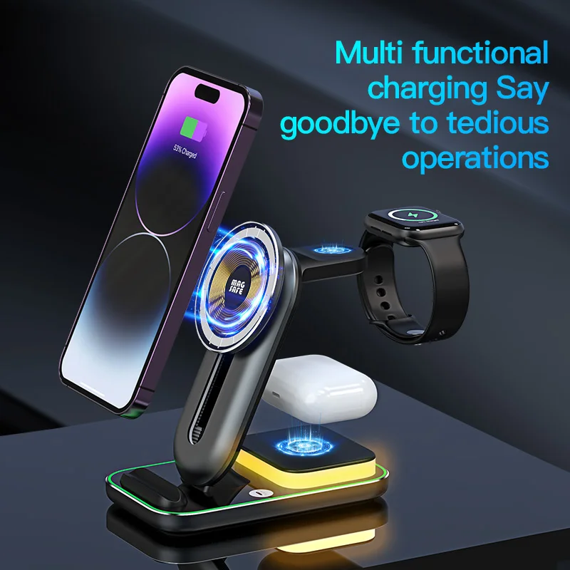 

30W 4 in 1 Wireless Charger Magnetic For Doogee S60 S70 Lite BL9000 Ulefone Power Fast Charging Dock Station Chargers Stand
