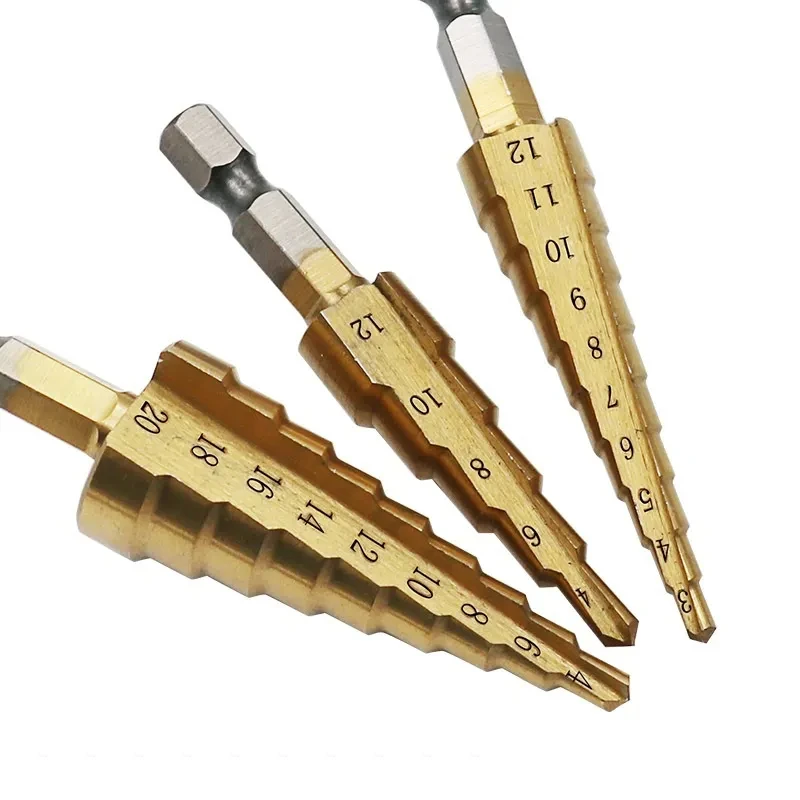 3-12/4-12/4-20mm Groove Step Drill Bit HSS Straight Titanium Coated Wood Metal Hole Cutter Core Cone Drilling Tools Set Drill
3-12/4-12/4-20mm Groove Step Drill Bit HSS Straight Titanium Coated Wood Metal Hole Cutter Core Cone Drilling Tools Set Drill
