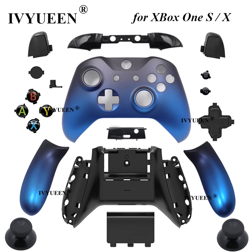 

IVYUEEN Replacement Housing Shell for Xbox One S X Controller Shadow Blue Case Faceplate RT LT RB LB Bumpers Buttons Mod Kit