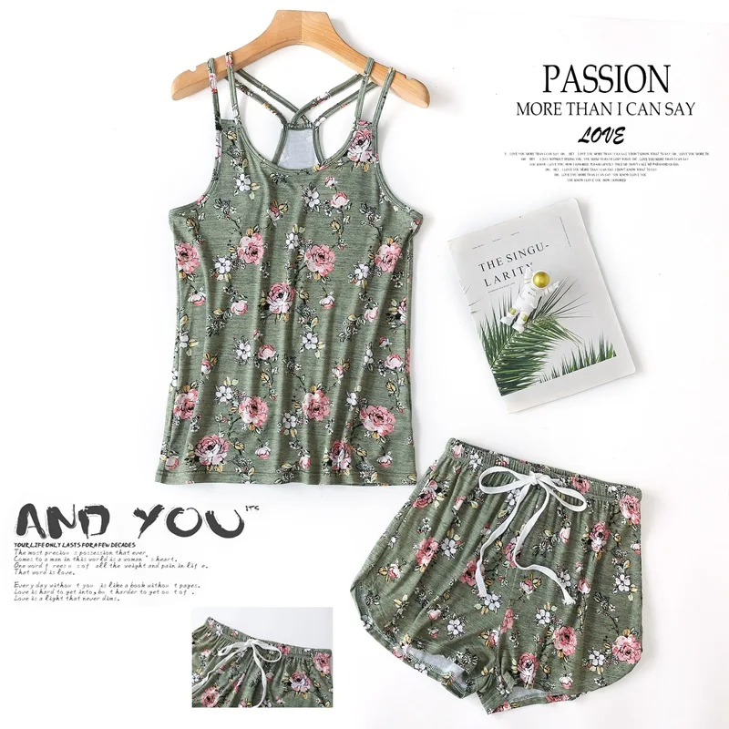 Plus Size Soft Modal Sexy Shorts Pajama Sets Women Pyjamas Korea Fashion Flower Printed Spaghetti Straps Sleepwear Women
Plus Size Soft Modal Sexy Shorts Pajama Sets Women Pyjamas Korea Fashion Flower Printed Spaghetti Straps Sleepwear Women