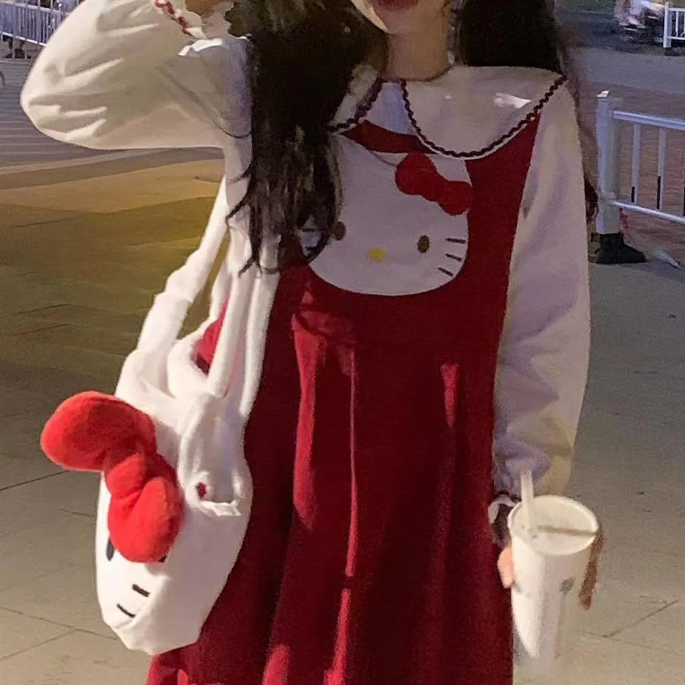 Sanrio Kawaii Hello Kitty Red Tank Tops Long Dress Girl Heart Student Loose Sweet Spring and Autumn Halter Over Knee Dress
Sanrio Kawaii Hello Kitty Red Tank Tops Long Dress Girl Heart Student Loose Sweet Spring and Autumn Halter Over Knee Dress