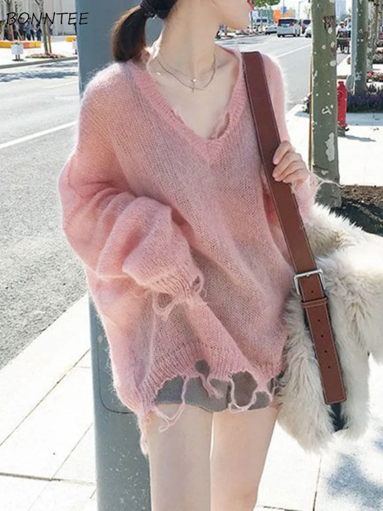Pink Pullovers Women Lovely Spring Feminine Simple V-neck Solid Preppy Style Knitted Harajuku College Schoolgirl All-match Loose
Pink Pullovers Women Lovely Spring Feminine Simple V-neck Solid Preppy Style Knitted Harajuku College Schoolgirl All-match Loose